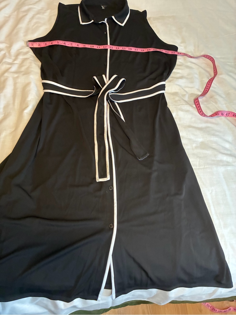 Talbots tipped jersey shirtdress in black with white contrast piping Trim - 2Xp - Picture 9 of 16
